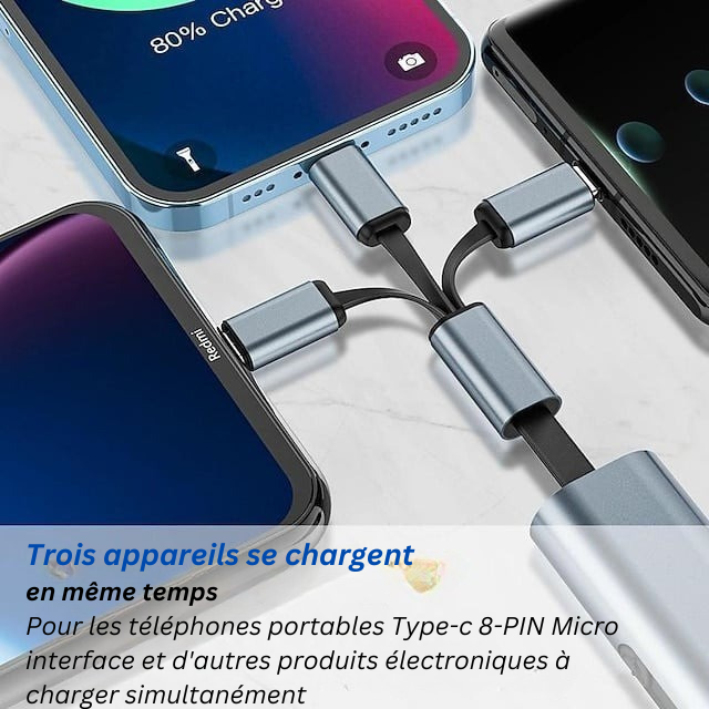 Câble De Charge Rapide 3 EN 1 Rétractable