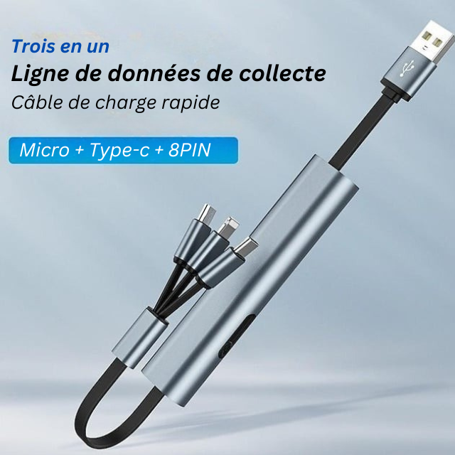 Câble De Charge Rapide 3 EN 1 Rétractable