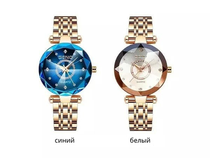 Женские часы из нержавеющей стали со звёздными узорами.