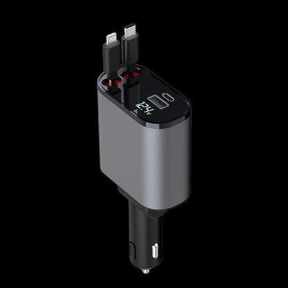 Быстрое автомобильное зарядное устройство 4 в 1 с выдвижным кабелем