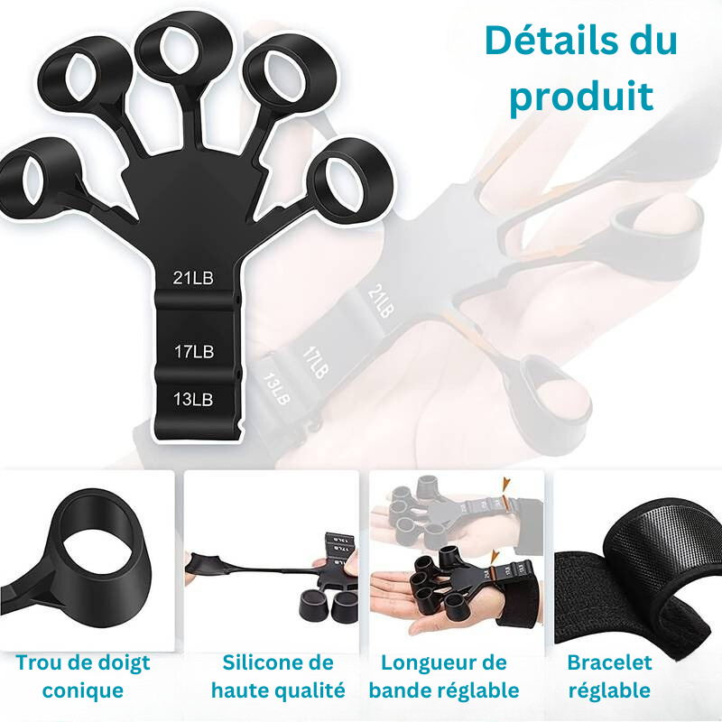 Exerciseur de Doigts avec Adjustable Poignet Bande